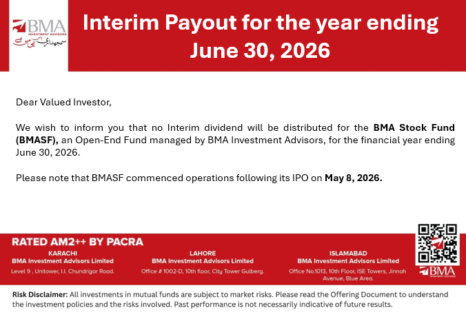 Interim Payout for the year ending June 30, 2026 - BMA Stock Fund