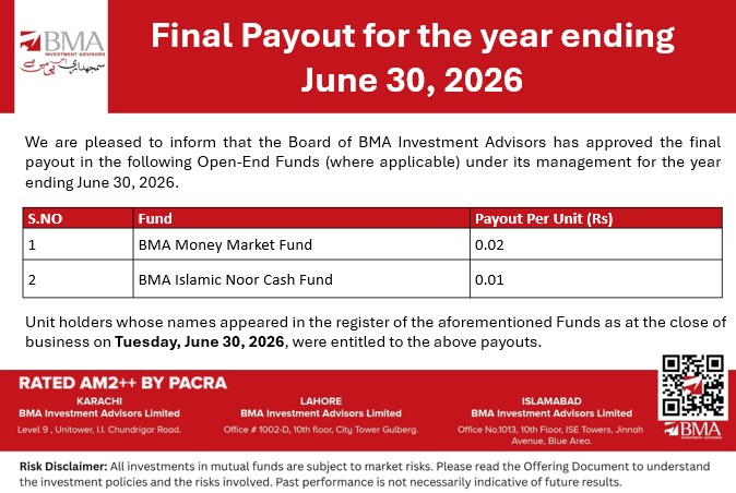 Final Payout for the year ending June 30, 2026